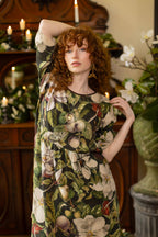 Fleur De Lune Artist Dress Tunic w/ Pockets, Florals & Bees: L/XL (fits approx. size 12-16)