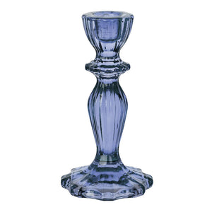 Navy Glass Candlestick