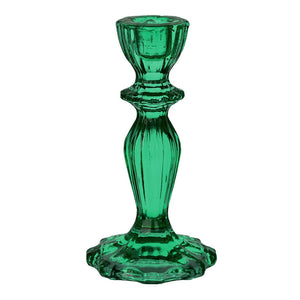 Dark Green Glass Candlestick