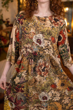 Golden Hour Artist Dress Tunic w/ Pockets & Floral Print: S/M (fits approx. size 6-10)