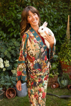 Stay Gold Pixie Duster Cropped Kimono w/ Rabbit, Bees