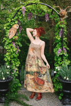 Lovelight Bohéme Slip Dress w/ whimsical woodland deer: L/XL (fits approx. size 12-16)