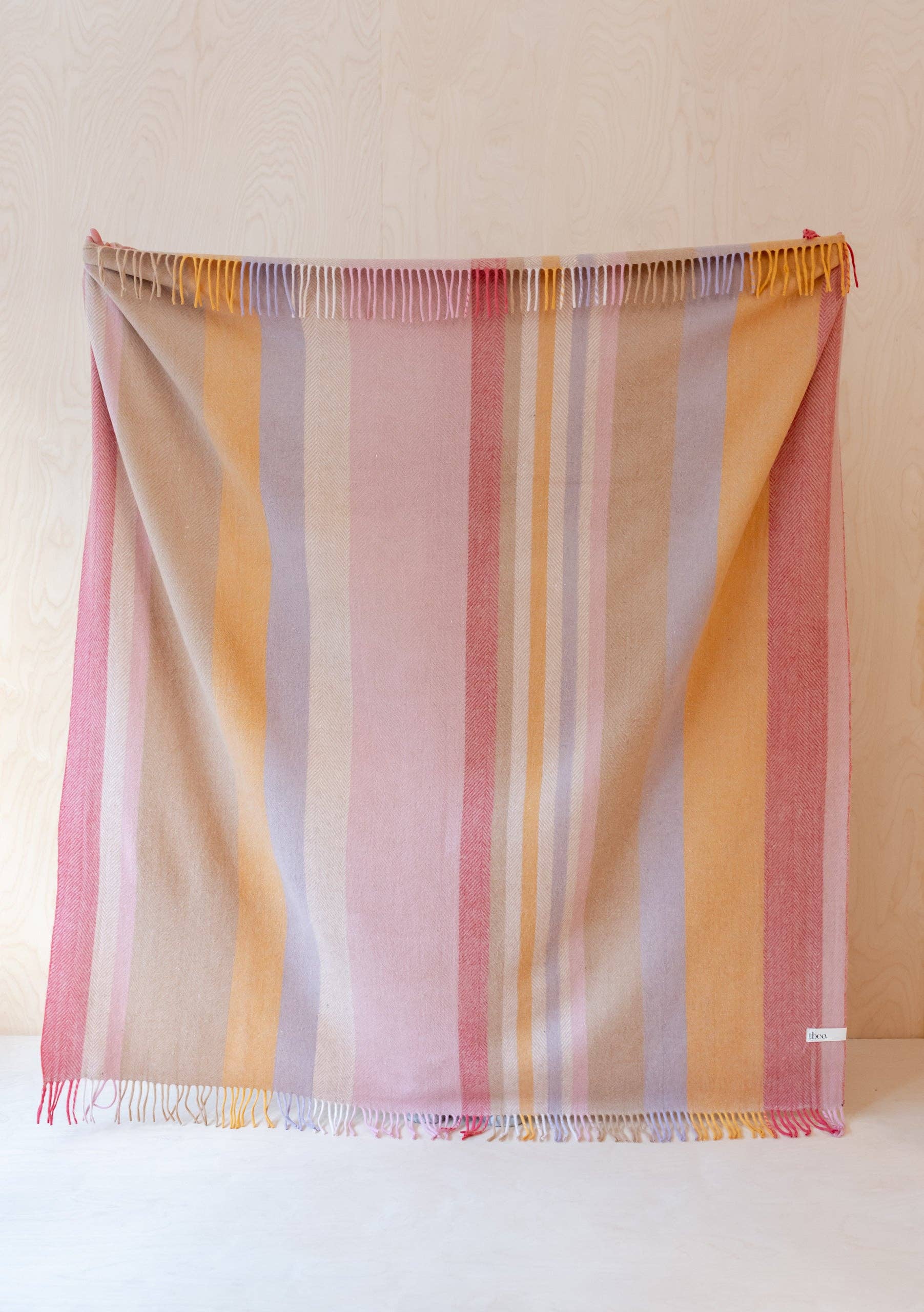 Recycled Wool Blanket in Coral Stripe