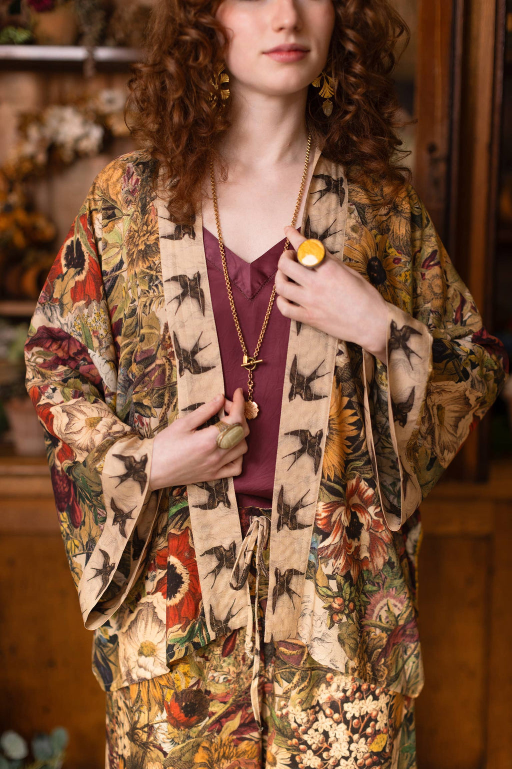Golden Hour Pixie Duster Cropped Kimono w/ Florals