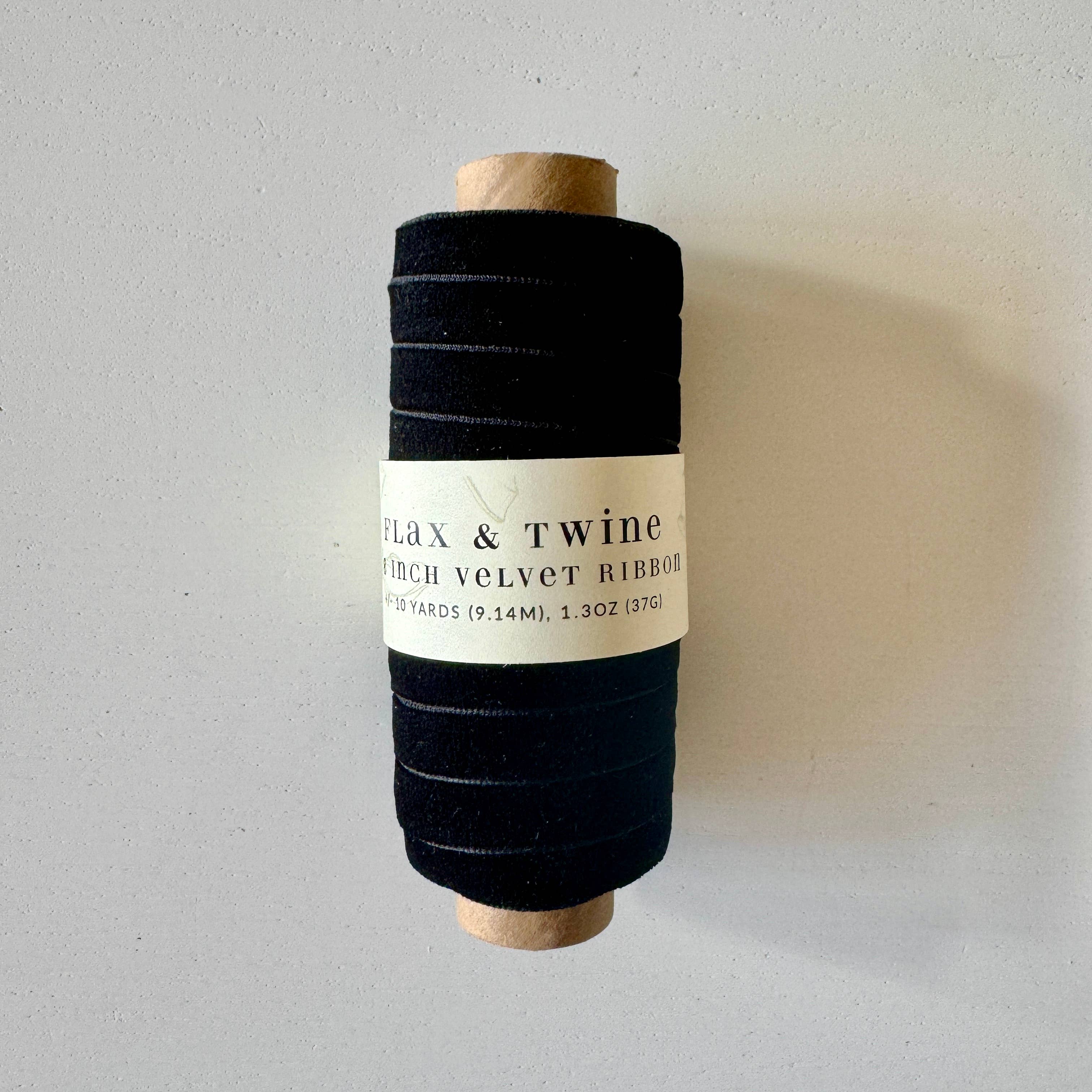 Flax & Twine 3/8" Velvet Ribbon - 10 Yards: Obsidian