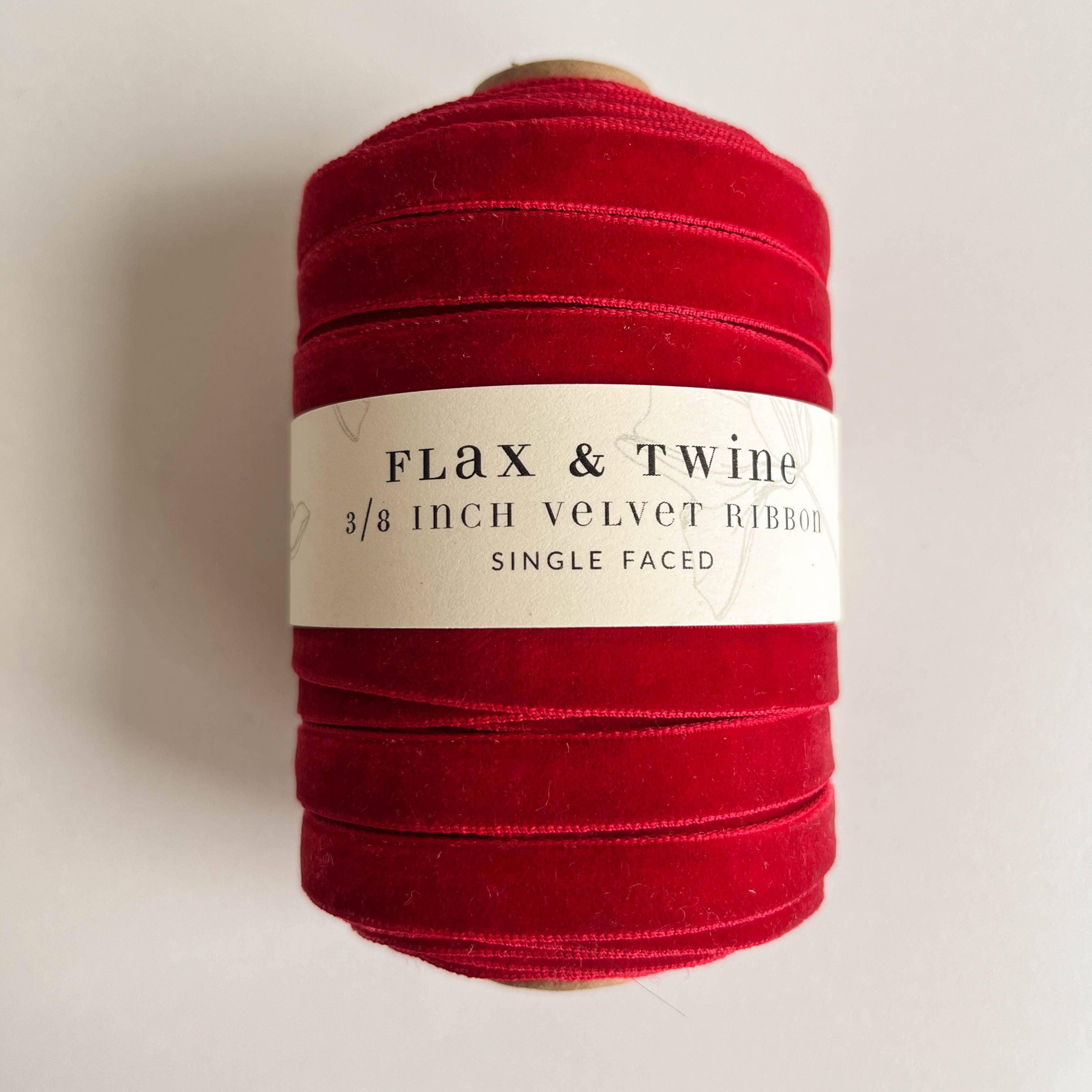 Flax & Twine 3/8" Velvet Ribbon - 30 Yards: Holly