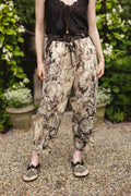 Honey & The Moon Linen Crop Artist Pant w/ Boho Floral Print: Original O/S