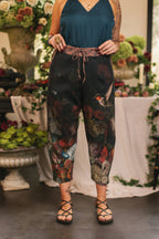 Flight of Fancy Linen Cropped Artist Pants w/ Hummingbird: L/XL