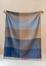 Load image into Gallery viewer, Recycled Wool Blanket in Blue Herringbone Block Check