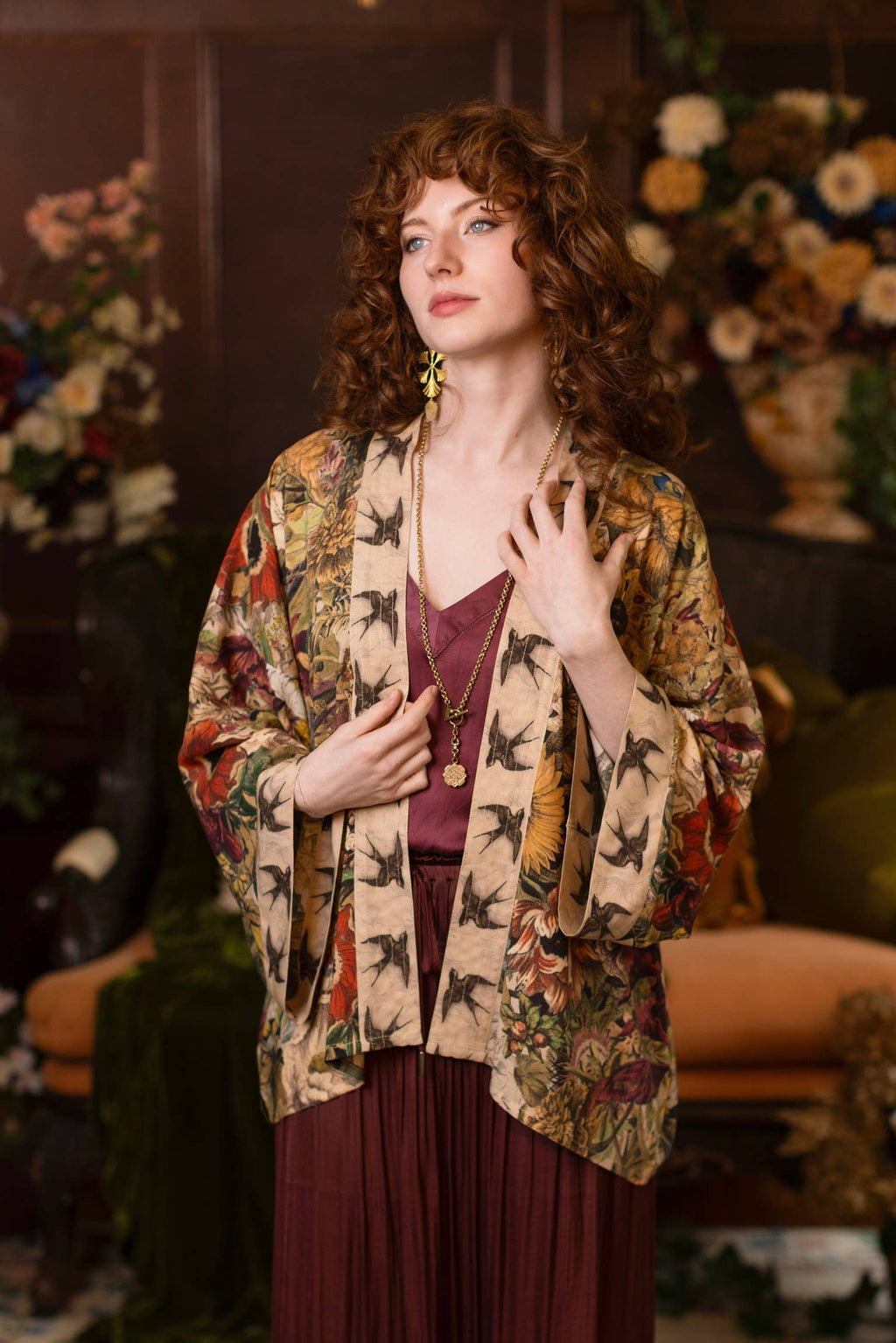 Golden Hour Pixie Duster Cropped Kimono w/ Florals
