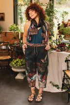 Flight of Fancy Linen Cropped Artist Pants w/ Hummingbird: L/XL