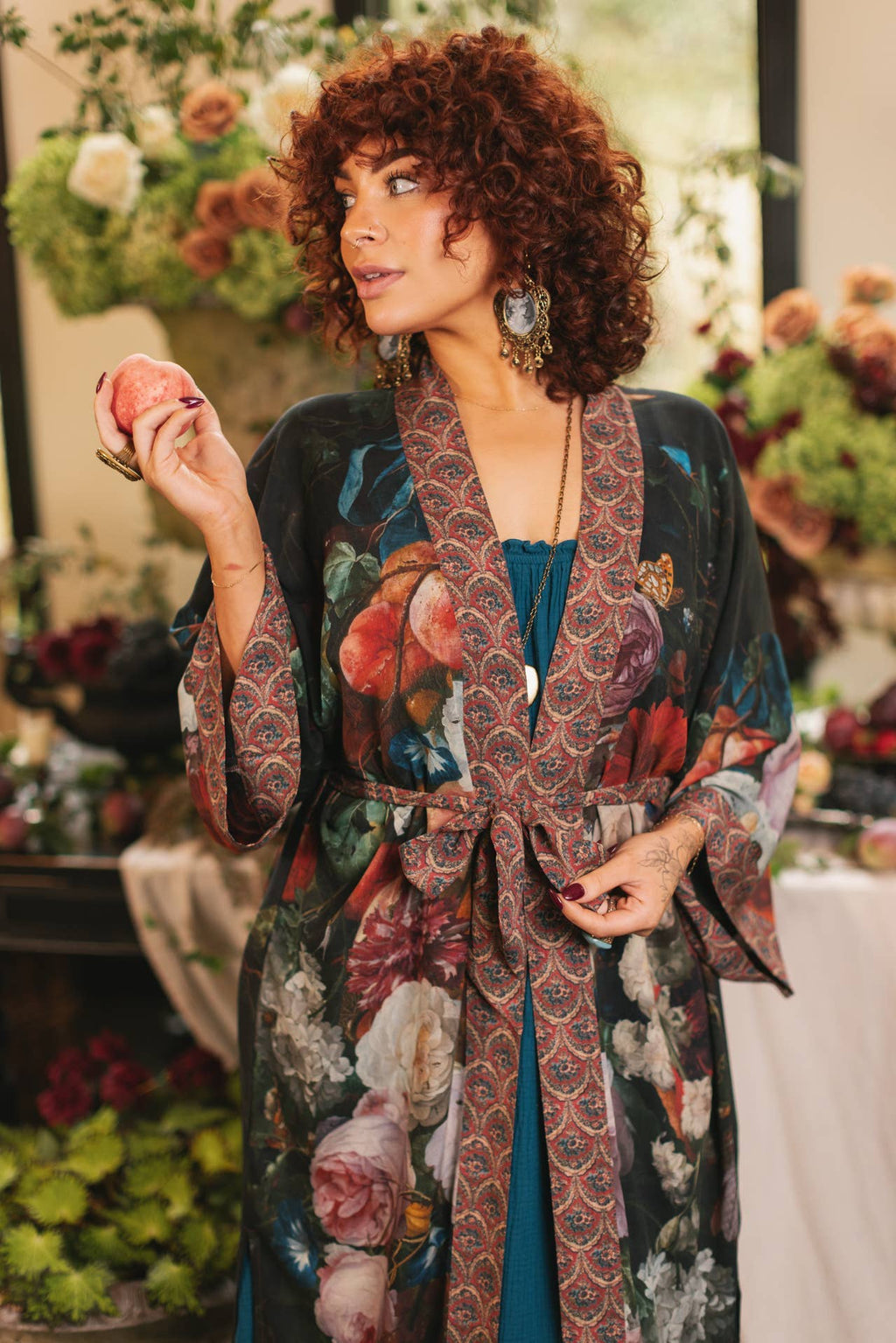 Flight of Fancy Opera Duster Kimono Robe Hummingbird