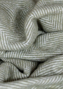 Recycled Wool King Blanket in Olive Herringbone