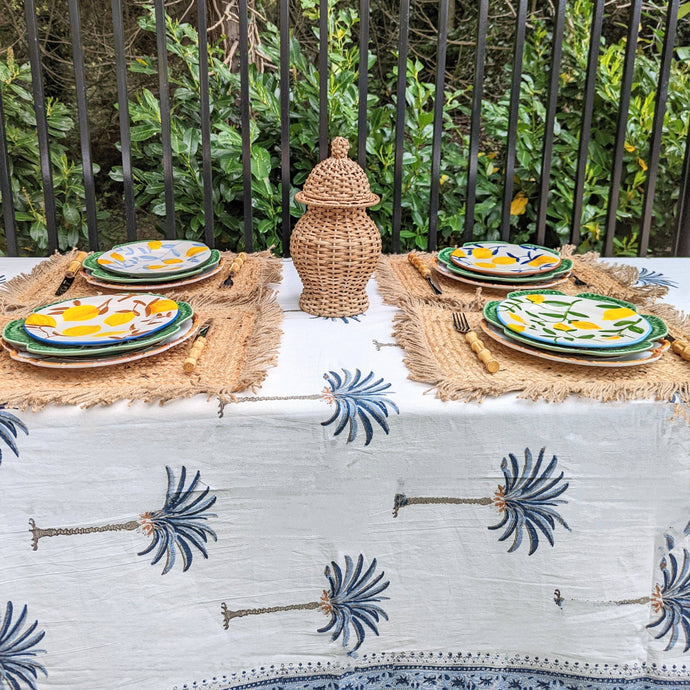 Palm Tree Blue Tablecloth - 60