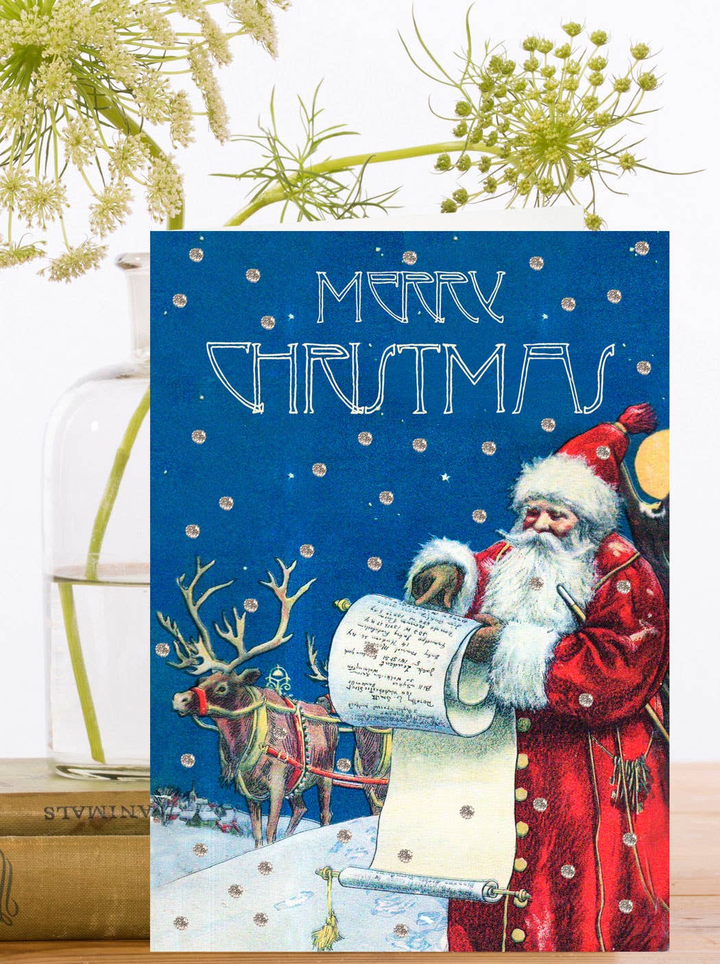 Carte de Noël pailletée à la main
