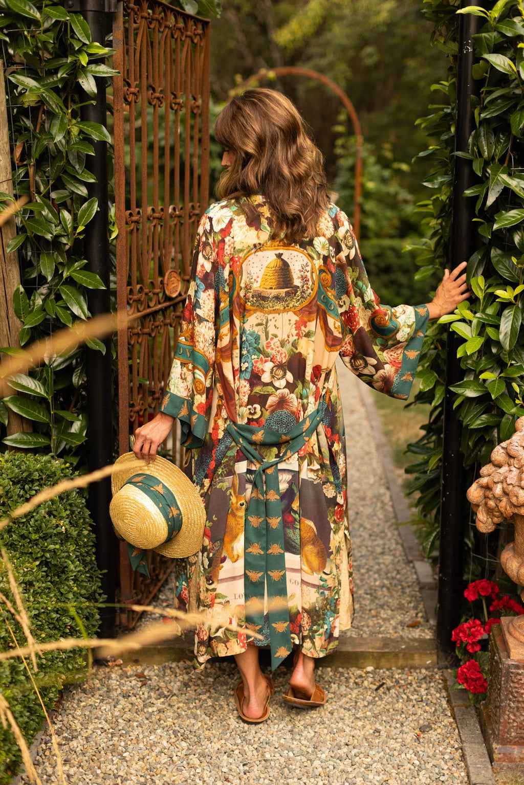 Stay Gold Opera Duster Kimono Robe w/ Rabbit & Bees
