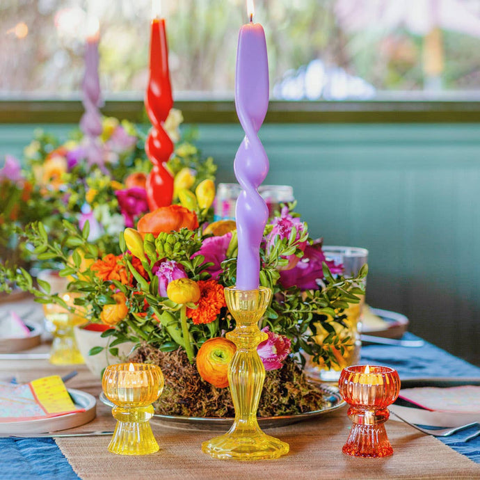 Yellow Glass Candlestick