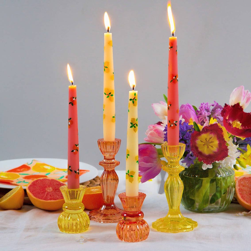 Yellow Glass Candlestick
