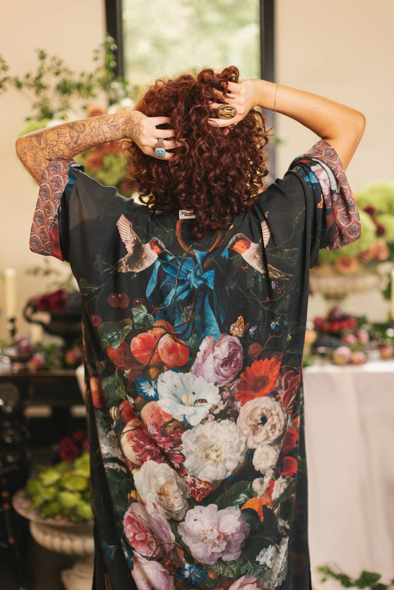 Flight of Fancy Opera Duster Kimono Robe Hummingbird