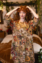 Golden Hour Artist Dress Tunic w/ Pockets & Floral Print: S/M (fits approx. size 6-10)