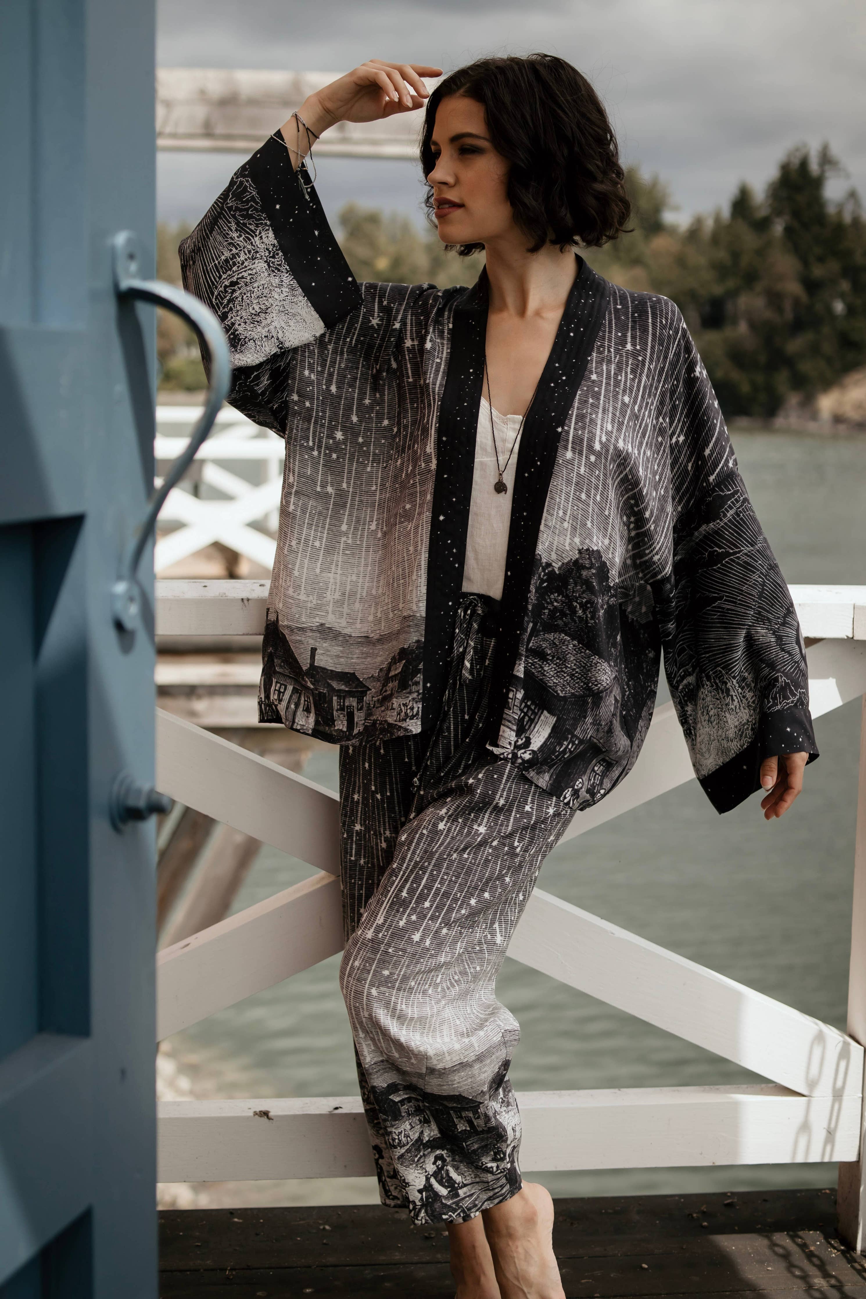Stargazer Pixie Duster Cropped Kimono w/ Falling Stars