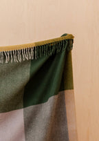 Recycled Wool Blanket in Green Frame Check