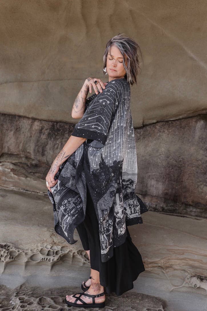 The Stargazer Goddess Duster Kimono w/ Celestial Print