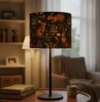 Rabbit Garden Lampshade on Lamp - Zoomed In