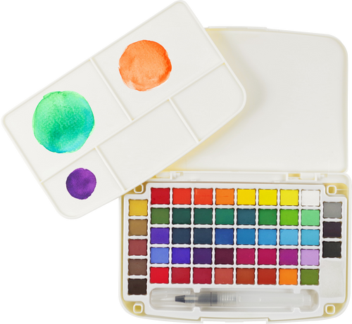 Watercolour paint set. 
