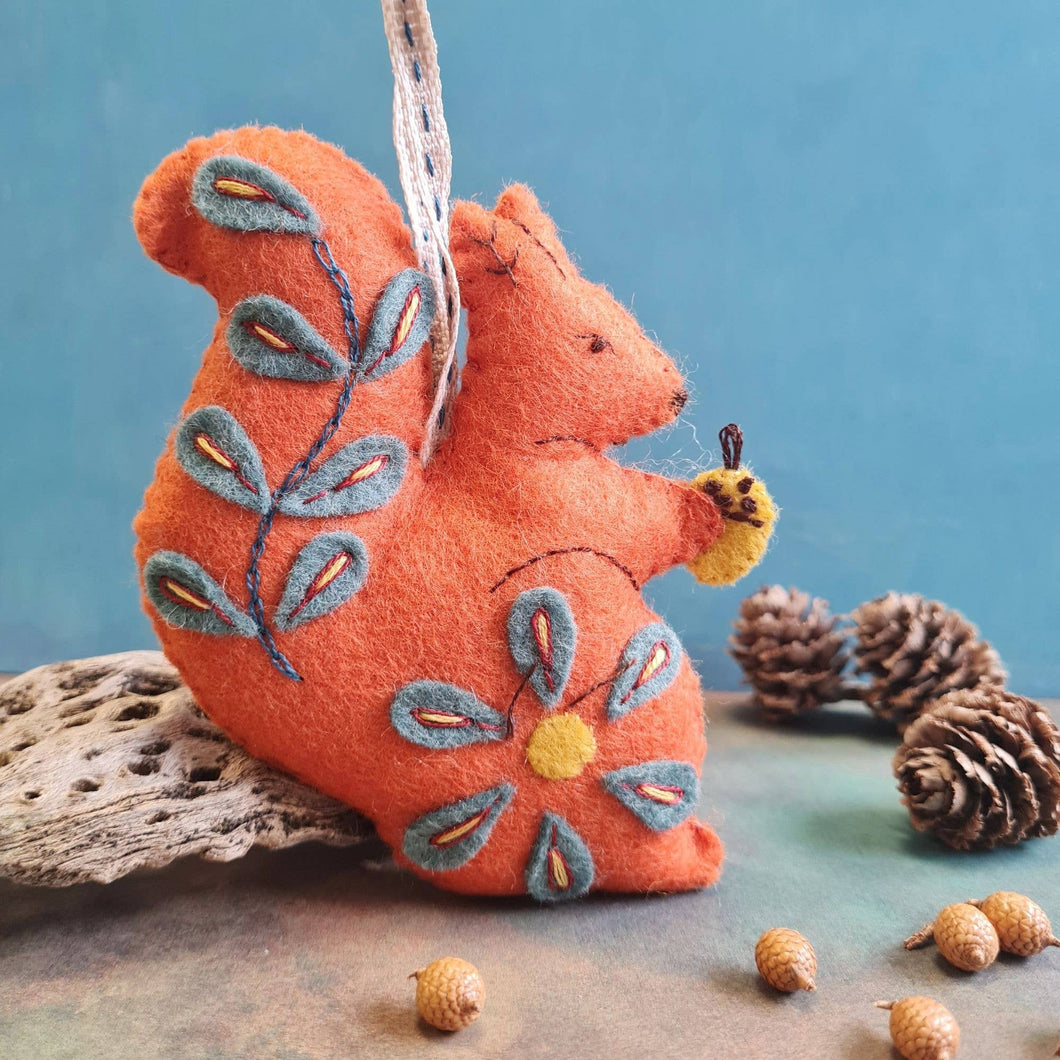 Folk Embroidered Squirrel Felt Craft Mini Kit