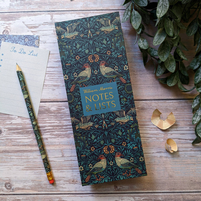 Tall Notepad & Pencil Set - William Morris - Birds