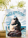 2 cats embracing anniversary card. 