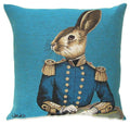 Pillow with rabbit wearing a jacket. 