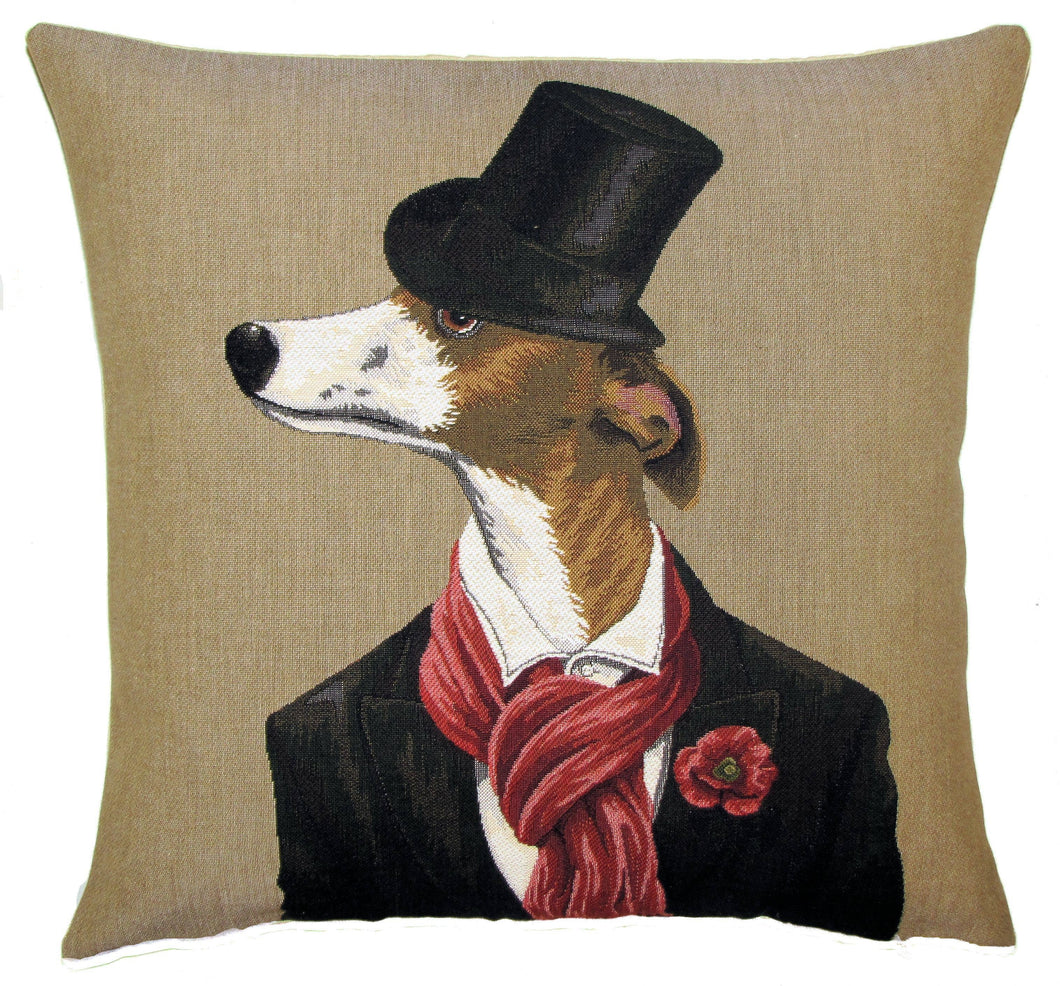 Decorative Pillow Cover Whippet with Scarf
