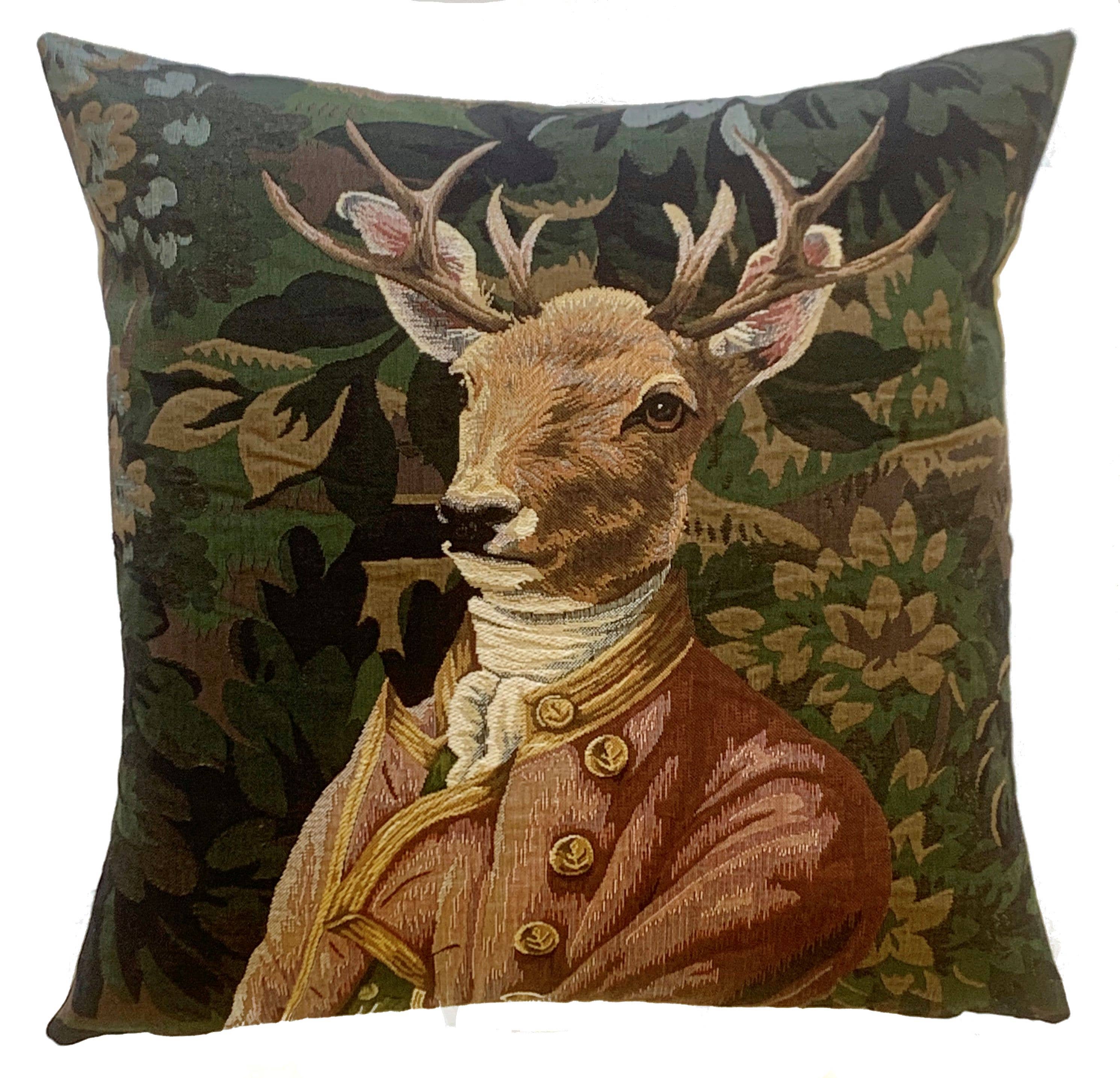 Coussin Cerf en veste rose