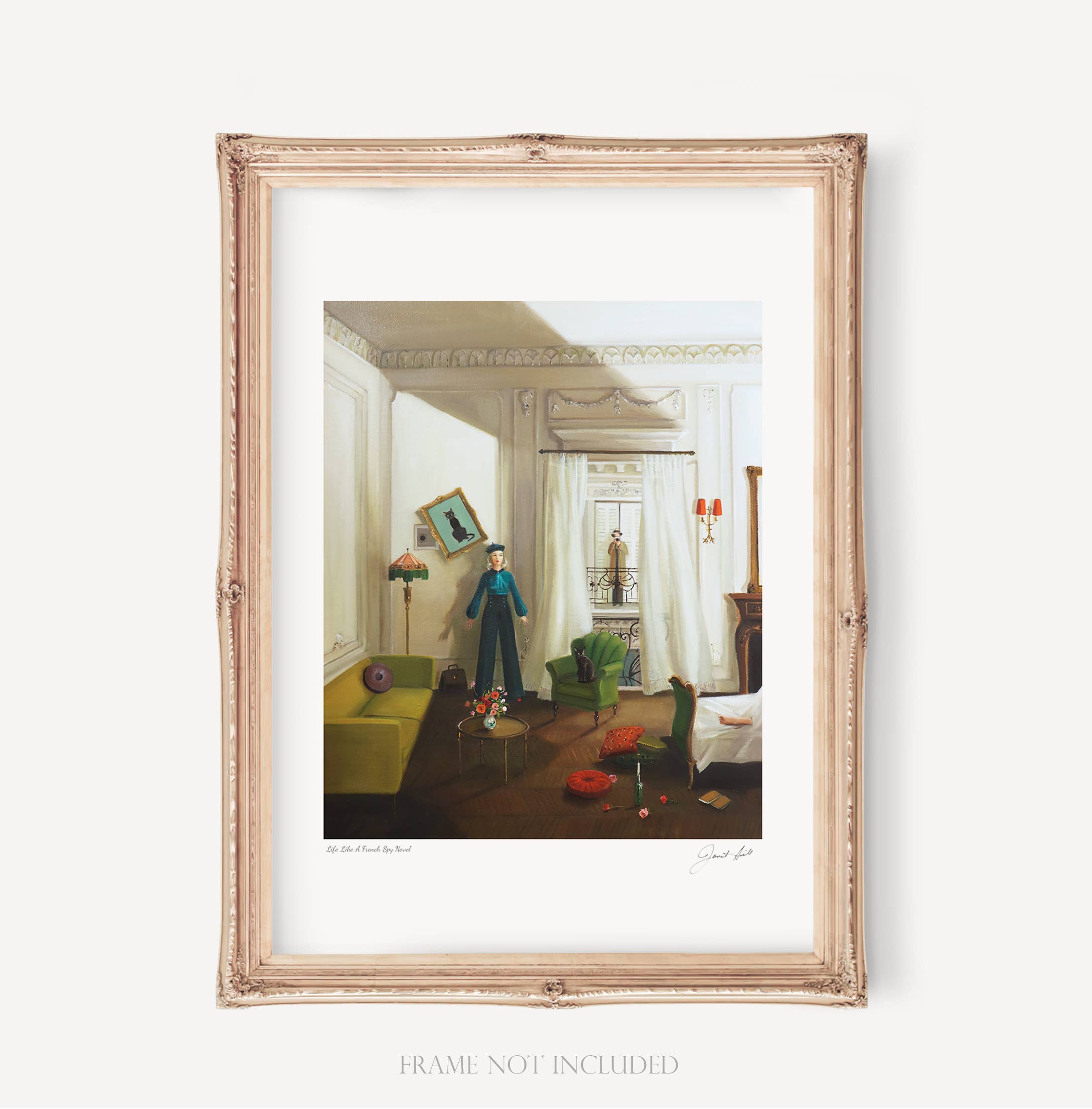 La vie comme dans un roman d'espionnage français. Impression d'art 11"x13.75"