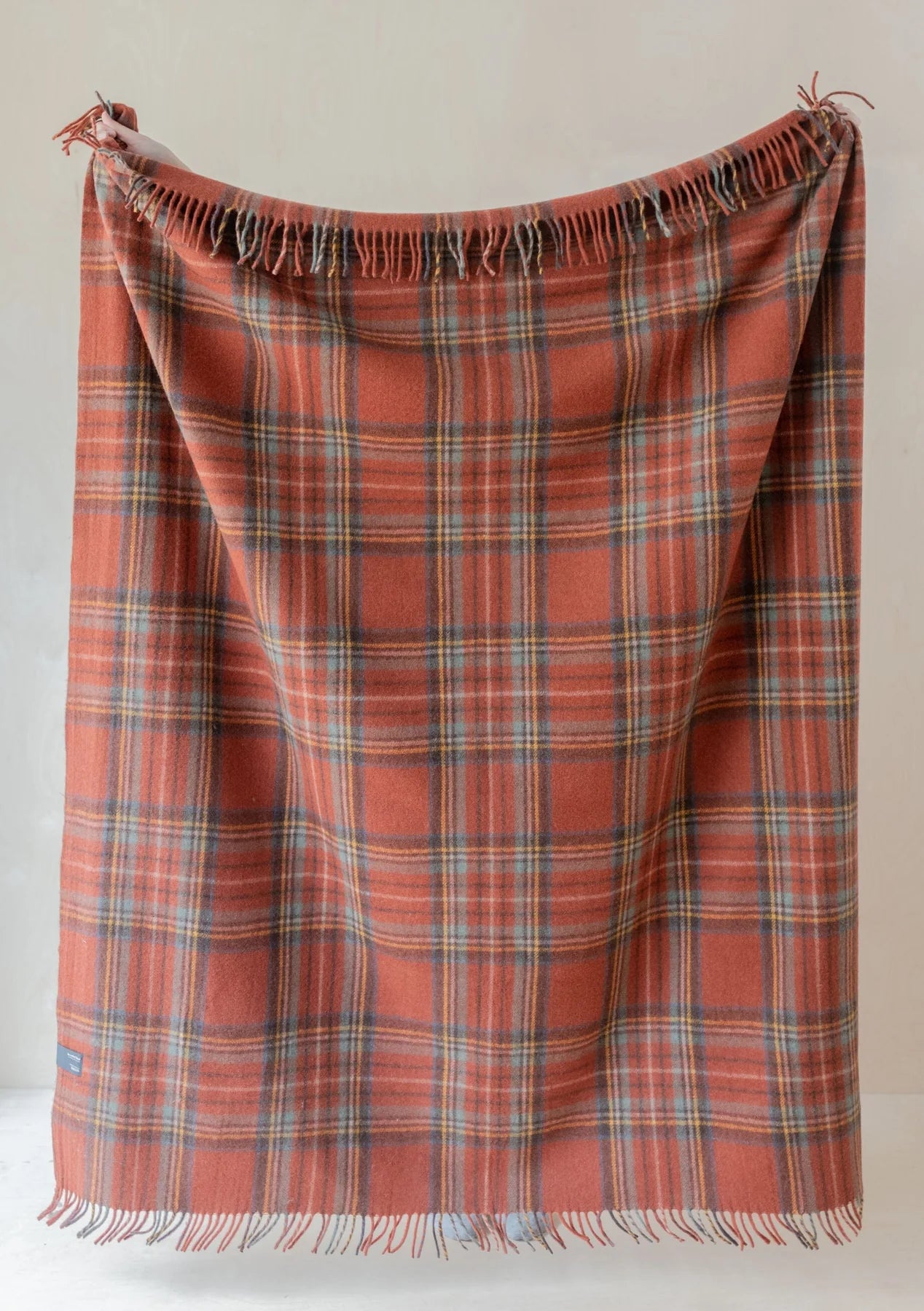 Couverture en laine recyclée à motif tartan antique Stewart Royal