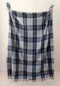 Couverture en laine recyclée à motif tartan argenté Bannockbane