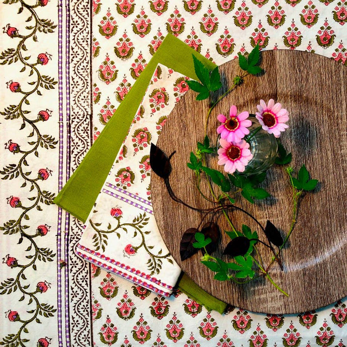 Tablecloth 60X60 Kiran Green/Pnk