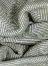 Load image into Gallery viewer, Olive Herringbone Recycled Wool Blanket