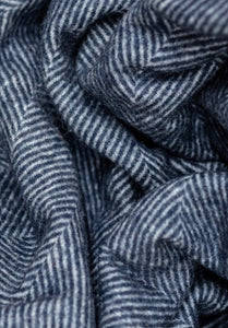 Navy Herringbone Recycled Wool Blanket