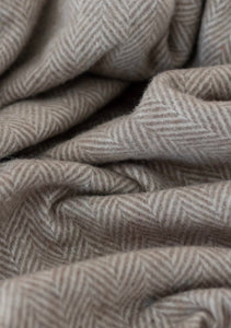 Recycled Wool Blanket in Natural Herringbone