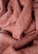 Load image into Gallery viewer, Rust Herringbone Recycled Wool Blanket